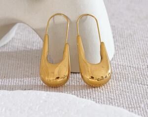 Anthropologie Hoop Earrings Gold Fulani Chunky Tribal African Geometric Boho 18k